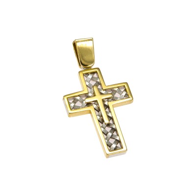 Bicolor Cross in Gold and White Gold 14K STG 5298