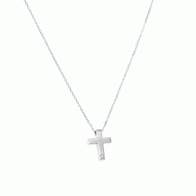 Cross with Chain in 14K White Gold STG5763