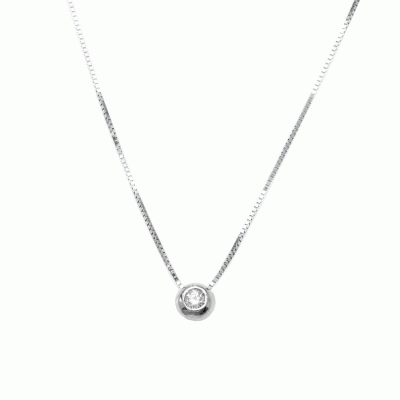 Solitaire Necklace in 14K White Gold KG7319