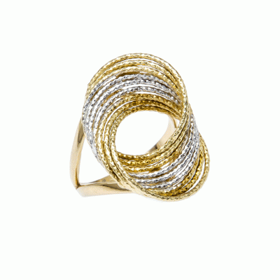 Two-tone Ring in Gold and White Gold K14 D7324