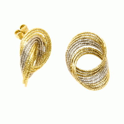 Two-tone Earrings in Gold and White Gold K14 SKG7325