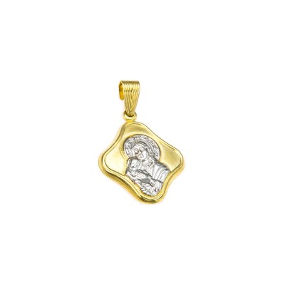 Amulet Double-sided Virgin in Gold and White Gold 9K PG8022