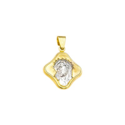 Amulet Head of Christ Double Sided in Gold and White Gold 9K PG8023