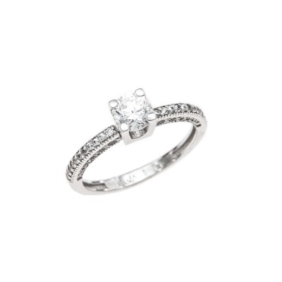 Single Stone Ring in White Gold 14K D5897