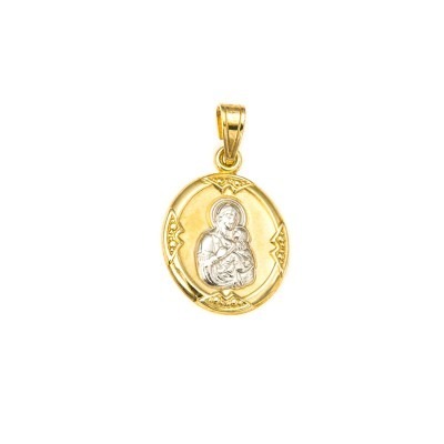 Amulet of Panagia Bicolor in Gold 14K PG8257
