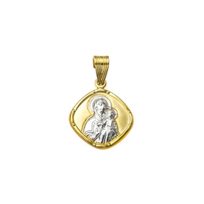 Amulet of Panagia Bicolor in Gold 9K PG8320
