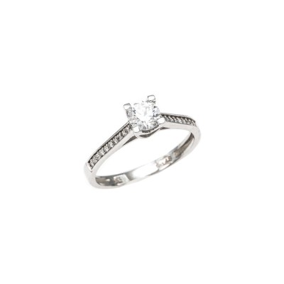 Single Stone Ring in White Gold 14K D8401