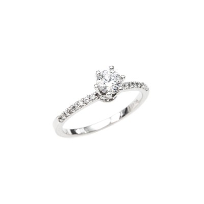 Single Stone Ring in White Gold 14K D8402