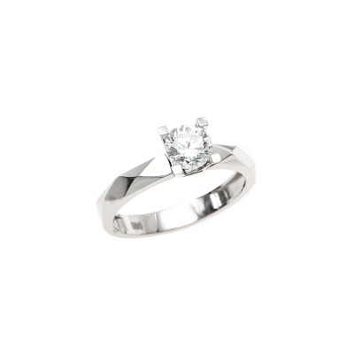 Single Stone Ring in White Gold 14K D8804