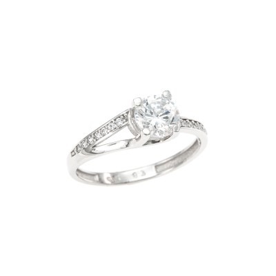 Single Stone Ring in White Gold 14K D5905