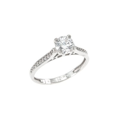 Single Stone Ring in White Gold 14K D5891