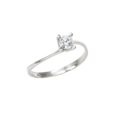 Single Stone Ring in White Gold 14K D6190