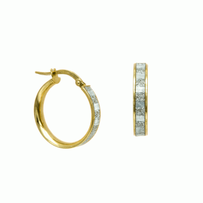 Two Tone Hoop Earrings in 9K Gold SKG9684