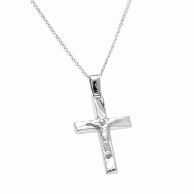 Cross with chain in 9K White Gold STG11118B