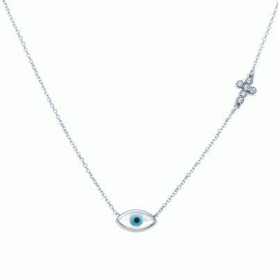 Eye Necklace in 9K White Gold KG11198