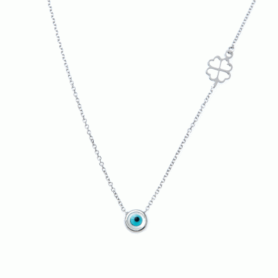 Eye Necklace in 9K White Gold KG11193